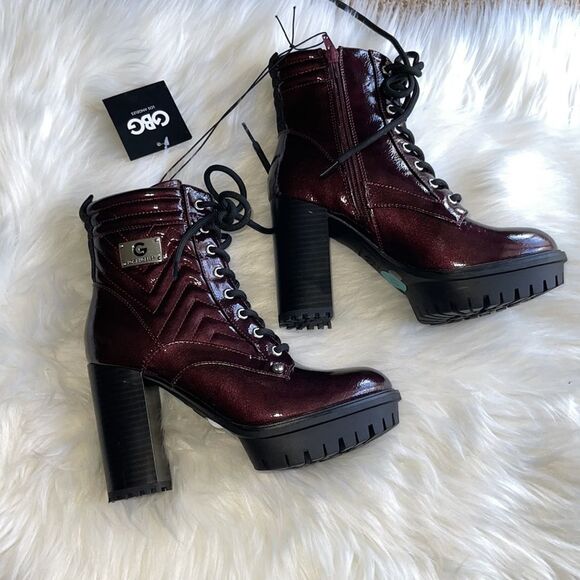 Guess GBG Los Angeles Fashion Heels Burgundy Boots. NWT - Picture 6 of 8